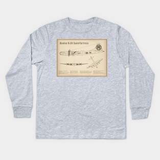 Boeing B-29 Superfortress Enola Gay - Airplane Blueprint - SD Kids Long Sleeve T-Shirt